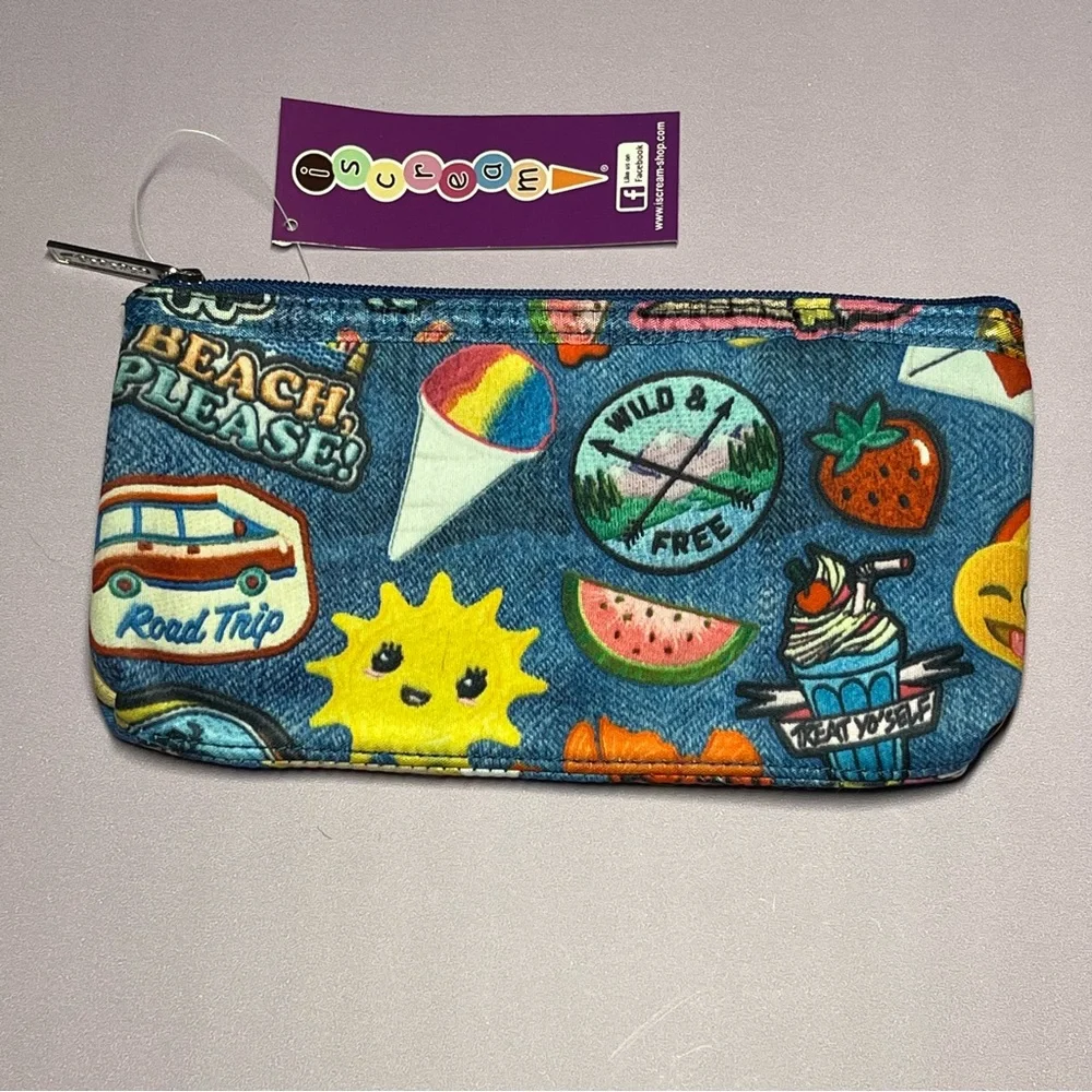 NWT iscream Bundle Pencil Case Memo Pad Embroidered Patches Sugar Candy Themed